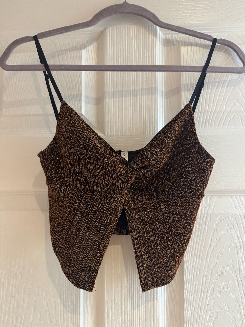 Metallic Bronze Twist-Front Cami Top